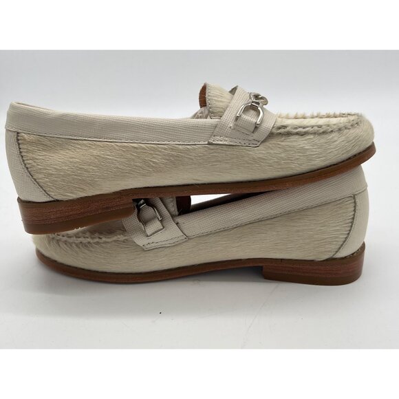 G. H. Bass Weejun’s Cream Haircalf Leather Loafers With Chain Detail - Picture 7 of 10